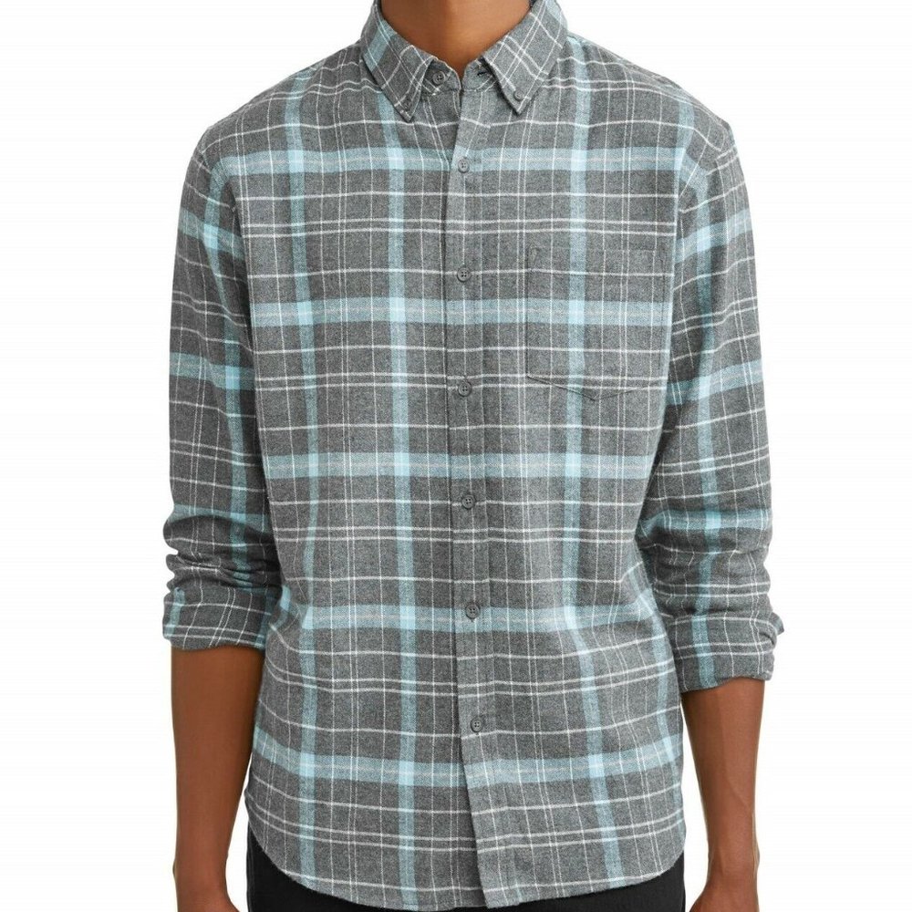 New Lee Men's Long Sleeve Calvin Plaid Flannel Shirt Heather Charcoal L